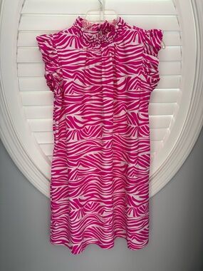 Jude Connally Shari pink and white zebra print midi dress size small